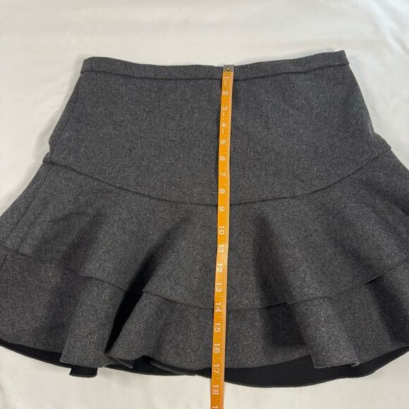 J Crew Flounce Mini Skirt Wool Size 6 Grey Tiered Ruffle Y2K Preppy Neutral - Picture 4 of 6